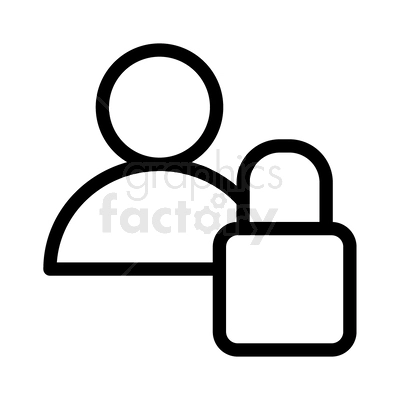 A simple line-art clipart image of a person icon alongside a padlock icon, representing privacy, security, or user account protection.
