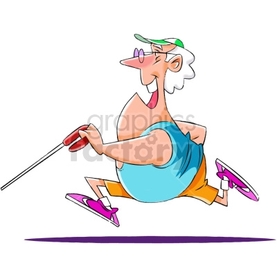 The clipart image depicts a cartoon senior citizen running or jogging, implying that the elderly person is engaged in physical exercise for health reasons.
