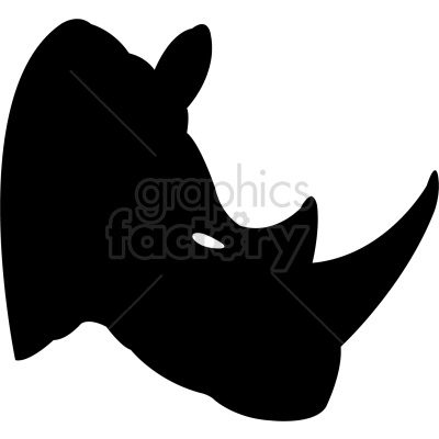 The clipart image shows a silhouette of a rhinoceros head, facing to the right.
