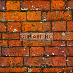 A clipart image depicting an old brick wall with a weathered and mossy appearance.