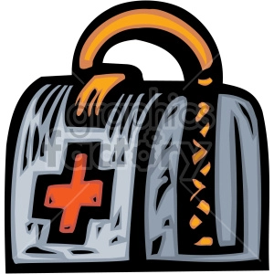A clipart image of a medical bag with a red cross symbol on it, symbolizing healthcare or emergency medical assistance.