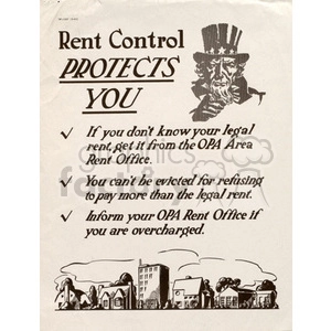 Vintage Rent Control Advocacy Poster with Uncle Sam