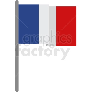 The image depicts a vertically oriented French flag with its characteristic three colors—blue, white, and red—arranged in vertical bands from left to right.