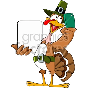 Thanksgiving turkey taking a selfie cartoon