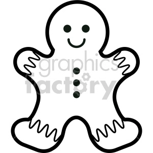 black and white gingerbread man cookie clipart