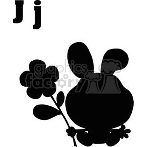  Silhouette of a Jackrabbit holding a Flower