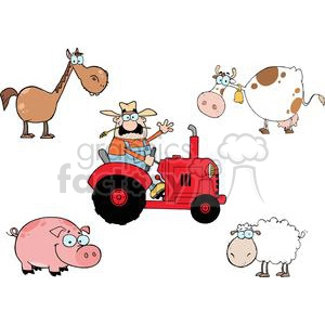 Farm Animals Cartoon Characters Set