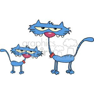 Two cartoon blue cats with long legs