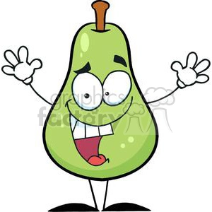 Happy Green Pear Cartoon Character