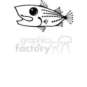 Black and White Illustration of a Stylized Fish