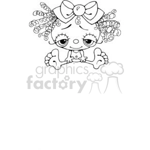 Cartoon Baby Girl Illustration for Coloring