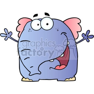 Cartoon Blue Elephant with a Surprised Expression