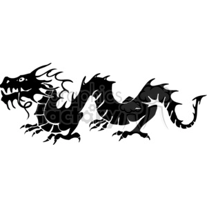 This clipart image features a black and white silhouette of a stylized Chinese dragon. The design is bold and simplified, making it suitable for vinyl cutting or other graphic applications where a clear, clean-lined image is needed.
