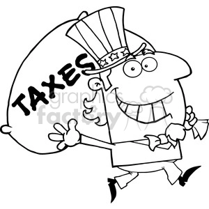Cartoon Man Carrying Taxes Sack