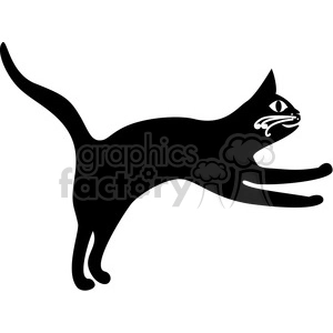 vector clip art illustration of black cat 030