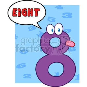 5018-Clipart-Illustration-of-Number-Eight-Cartoon-Mascot-Character-With-Speech-Bubble
