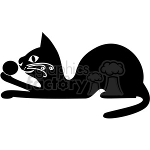 Playful Black Cat Silhouette with Ball
