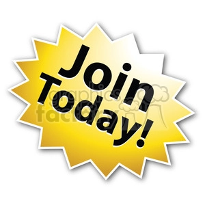 A yellow starburst shape with the text 'Join Today!' in bold black letters.