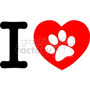 I Love Dogs Concept - Dog Paw in Heart