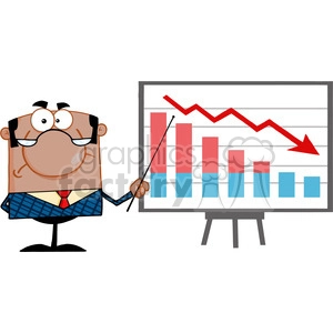 Royalty Free Angry Business Manager With Pointer Presenting A Falling Chart