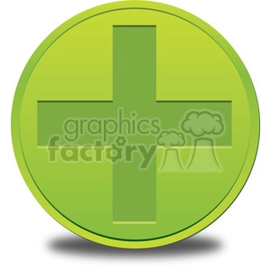 A green button with a plus sign (+) symbol in the center, indicating addition.