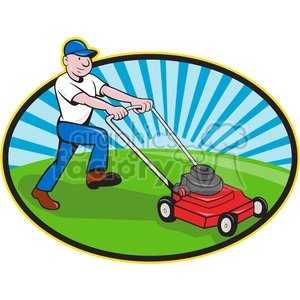 man mowing lawn