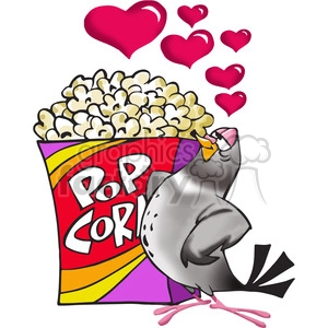 pigeon in love with a box of popcorn
