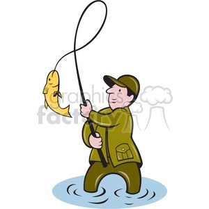 fisherman catching a fish