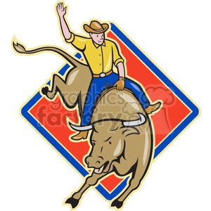 rodeo cowboy bull riding front DIA