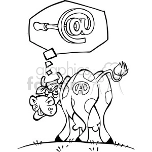 black white mad cow cartoon branded