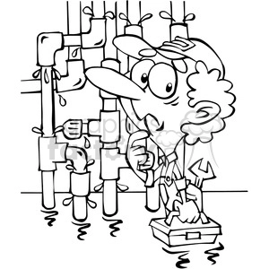 plumber cartoon character in black and white