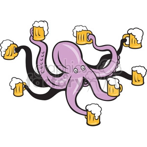 octopus holding mugs of beers