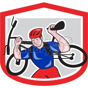 mountain biker carrying bike logo