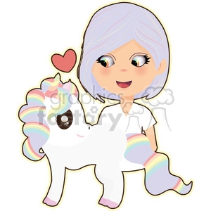 Unicorn and Girl2 cartoon character vector image