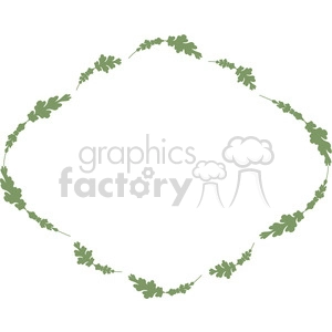 Clipart image of a green leaf border made of oak leaves. The leaves form an oval shape with a white background in the center.
