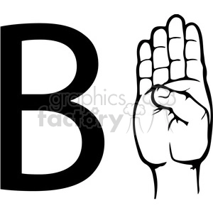 ASL sign language B clipart illustration worksheet
