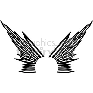 A clipart image of black, stylized angel wings with a sharp, geometric design.