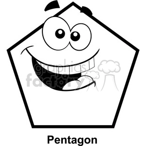 A clipart image of a happy, smiling cartoon pentagon character.