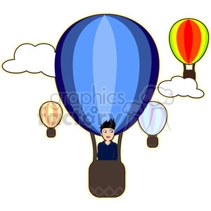 Hot air balloon boy cartoon character vector image