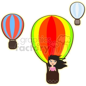 Hot air balloon girl cartoon character vector image