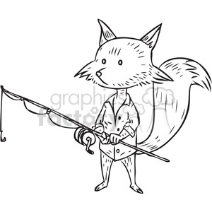 fishing fox vector illustration