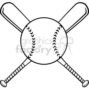 Black and White Crossed Baseball Bats And Ball