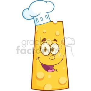 Royalty Free RF Clipart Illustration Smiling Swiss Cheese Cartoon Mascot Character With Chef Hat