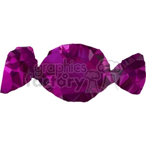 A low-poly style clipart image of a purple candy with a geometric design.