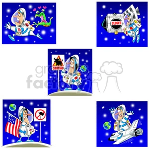 scott the astronaut cartoon character clip art image set
