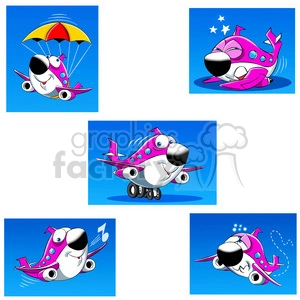 skyler the airplane cartoon character clip art image set