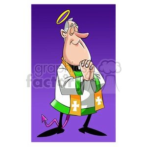 paul the cartoon priest character with halo and devil tail