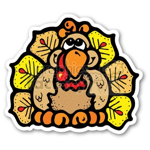thanksgiving turkey sticker with fall colors
