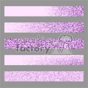 A collection of five horizontal bars with a gradient pixelated pattern transitioning from light pink to various shades of purple, set against a grey background.