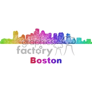 Colorful Scribble Art of Boston Skyline